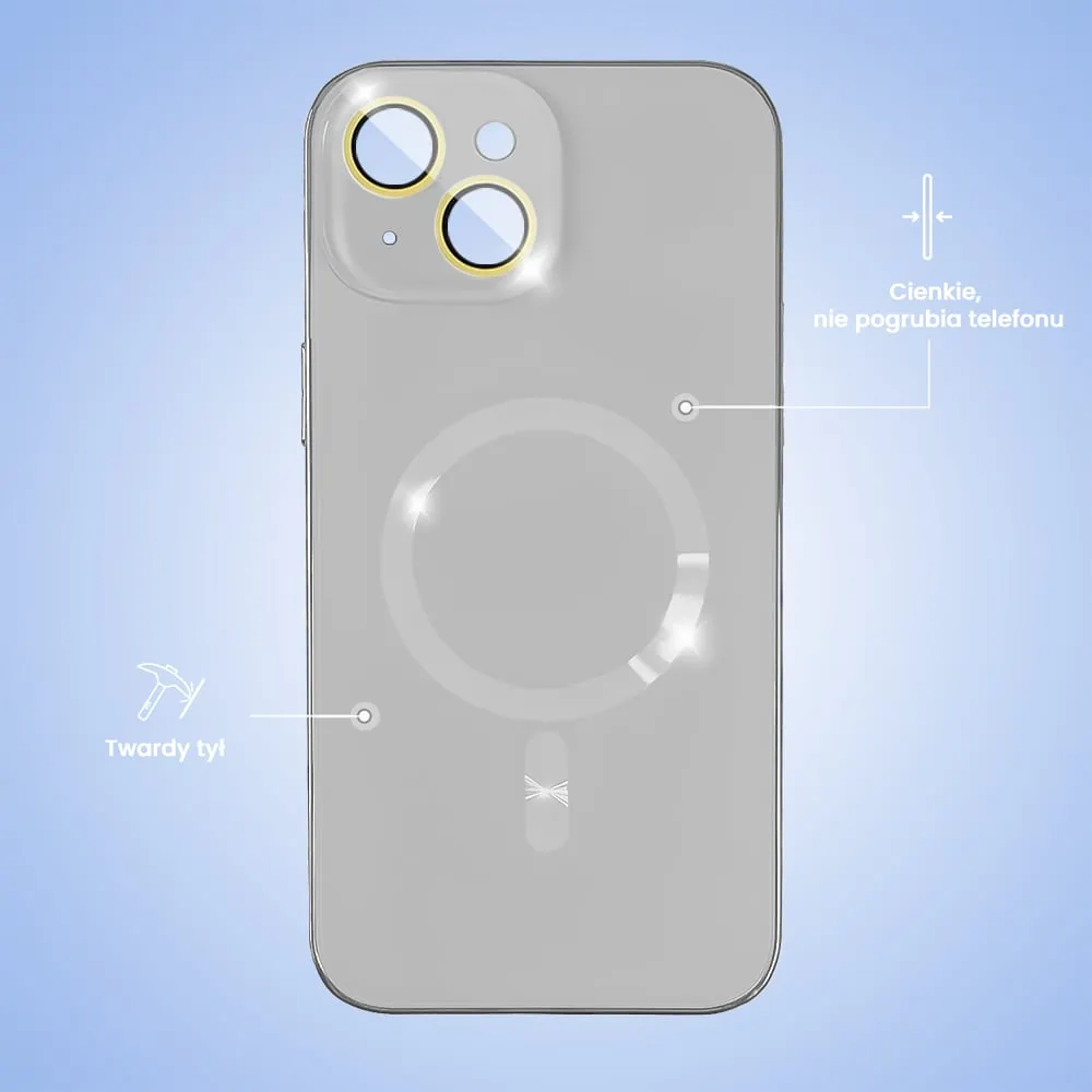Etui do iPhone 15 Plus Jolly Magsafe Protect, z osłoną obiektywów, srebrne z ozdobną ramką