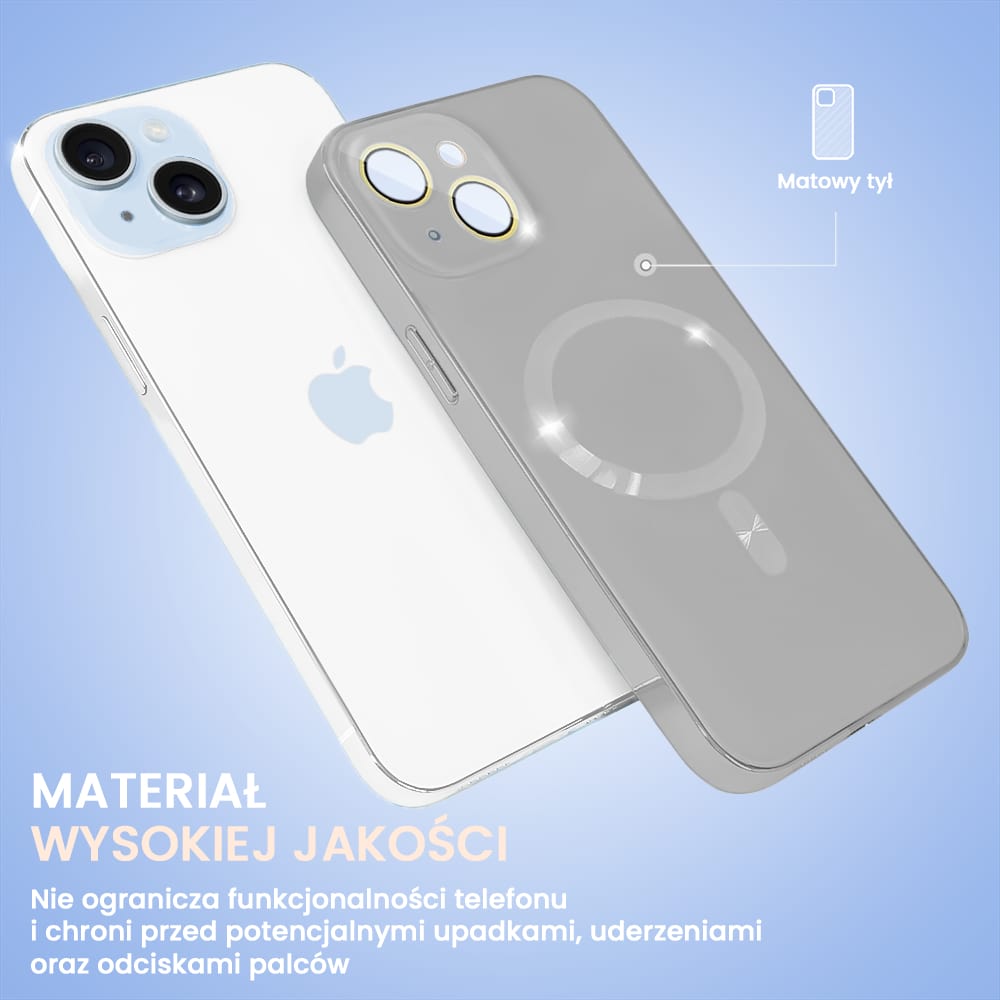 Etui do iPhone 15 Plus Jolly Magsafe Protect, z osłoną obiektywów, srebrne z ozdobną ramką