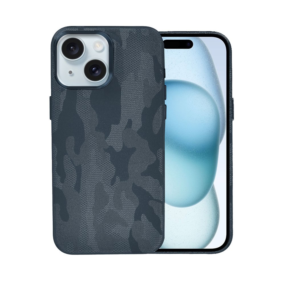 Etui do iPhone 15 MagSafe Army Shell, cienkie, twarde, powleczone materiałem, granatowe