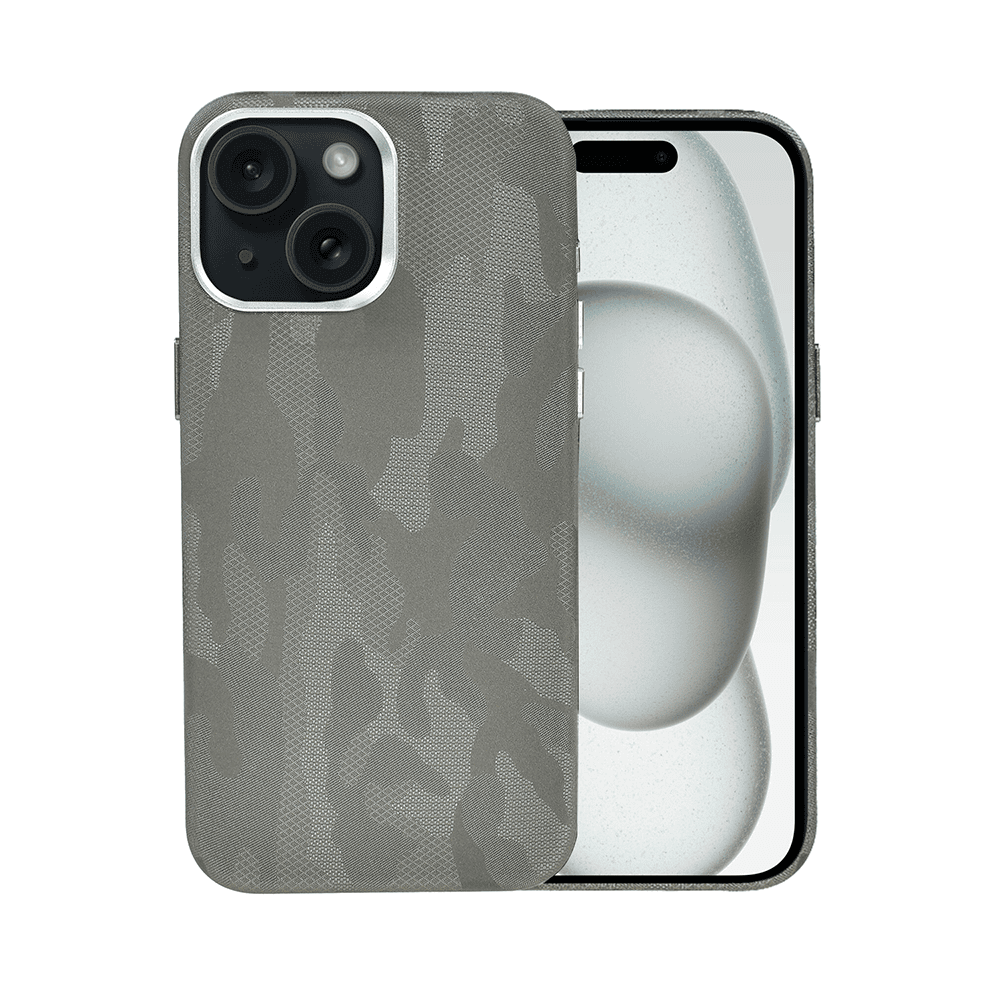 Etui do iPhone 15 MagSafe Army Shell, cienkie, twarde, powleczone materiałem, szare