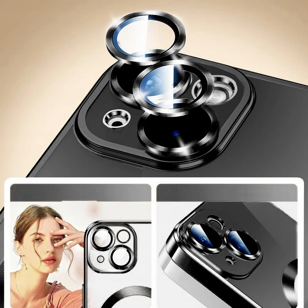 Etui do iPhone 15 MagSafe Luxury Protect przeźroczyste, hybrydowa ochrona kamery, czarne (OUTLET)