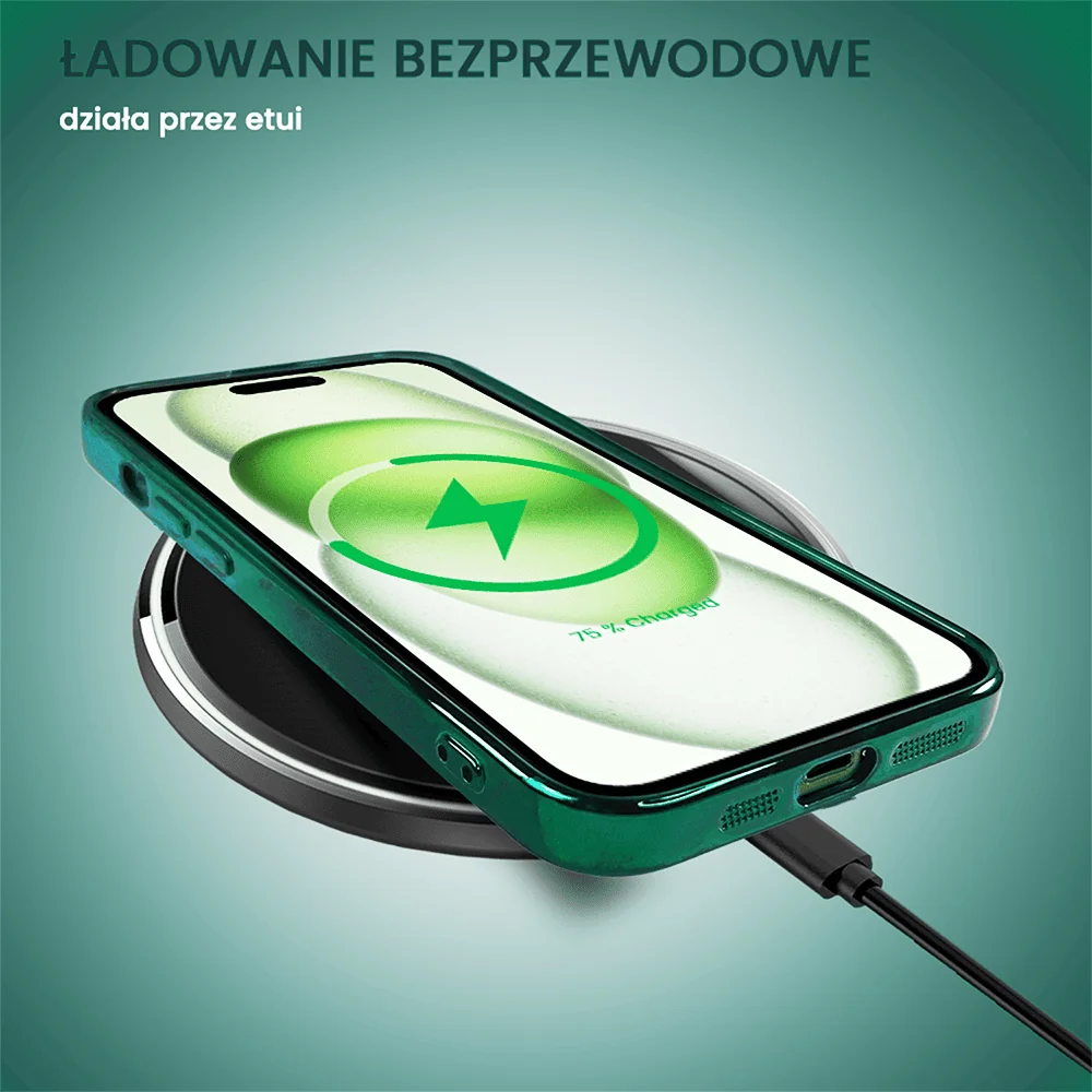 Etui do iPhone 15 MagSafe Luxury Protect przeźroczyste, hybrydowa ochrona kamery, miętowe