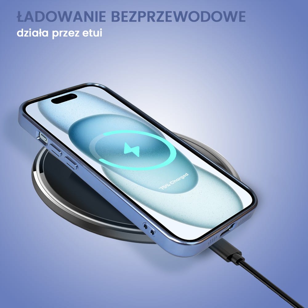 Etui do iPhone 15 Plus MagSafe Luxury Protect przeźroczyste, z osłoną aparatu, Titanium Finish, niebieskie