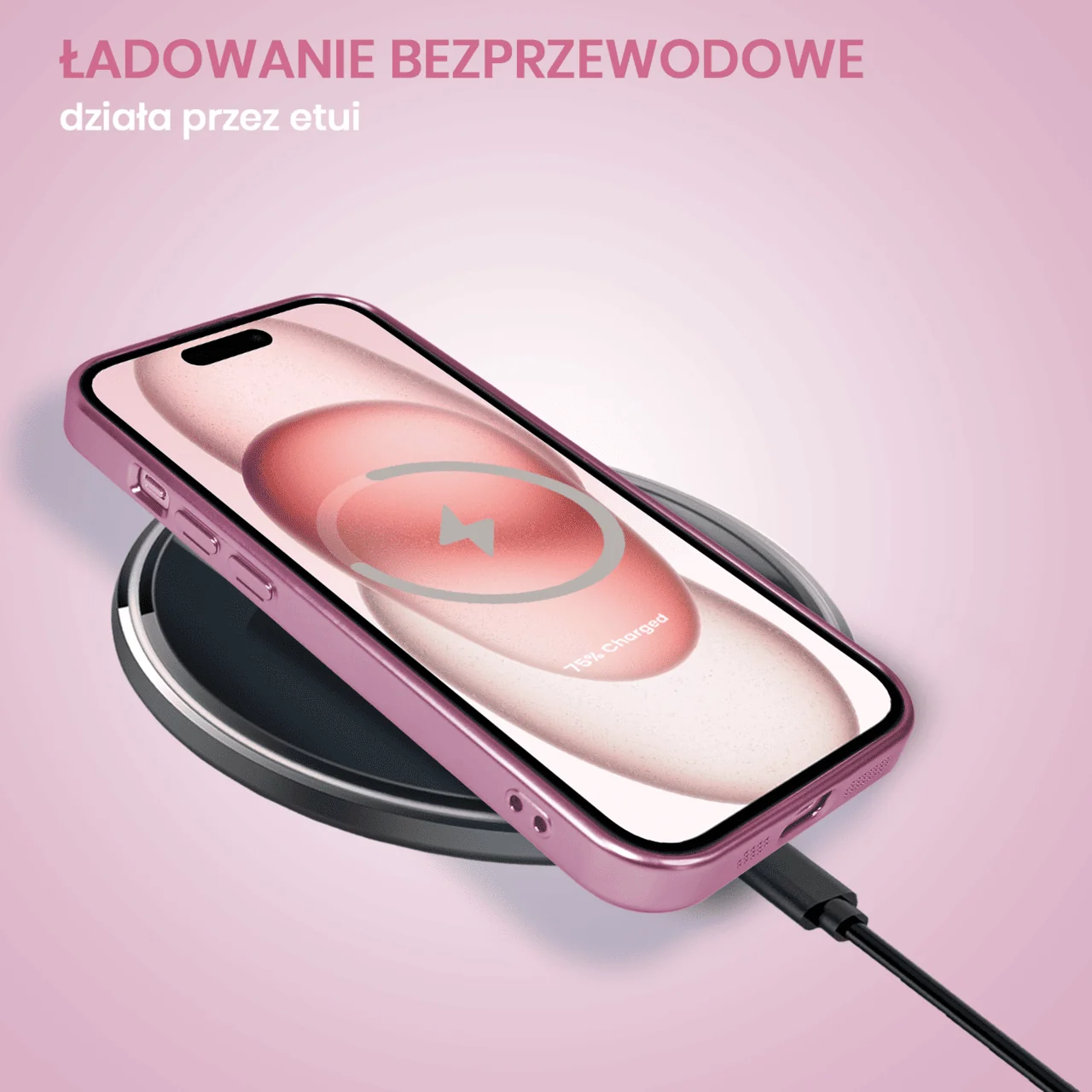 Etui do iPhone 15 Plus MagSafe Luxury Protect przeźroczyste, z osłoną aparatu, Titanium Finish, różowe