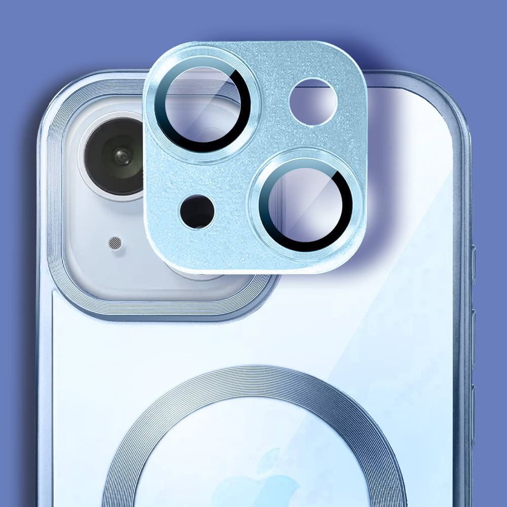 Etui do iPhone 15 Plus MagSafe Luxury Titanium Finish, przeźroczyste, niebieskie