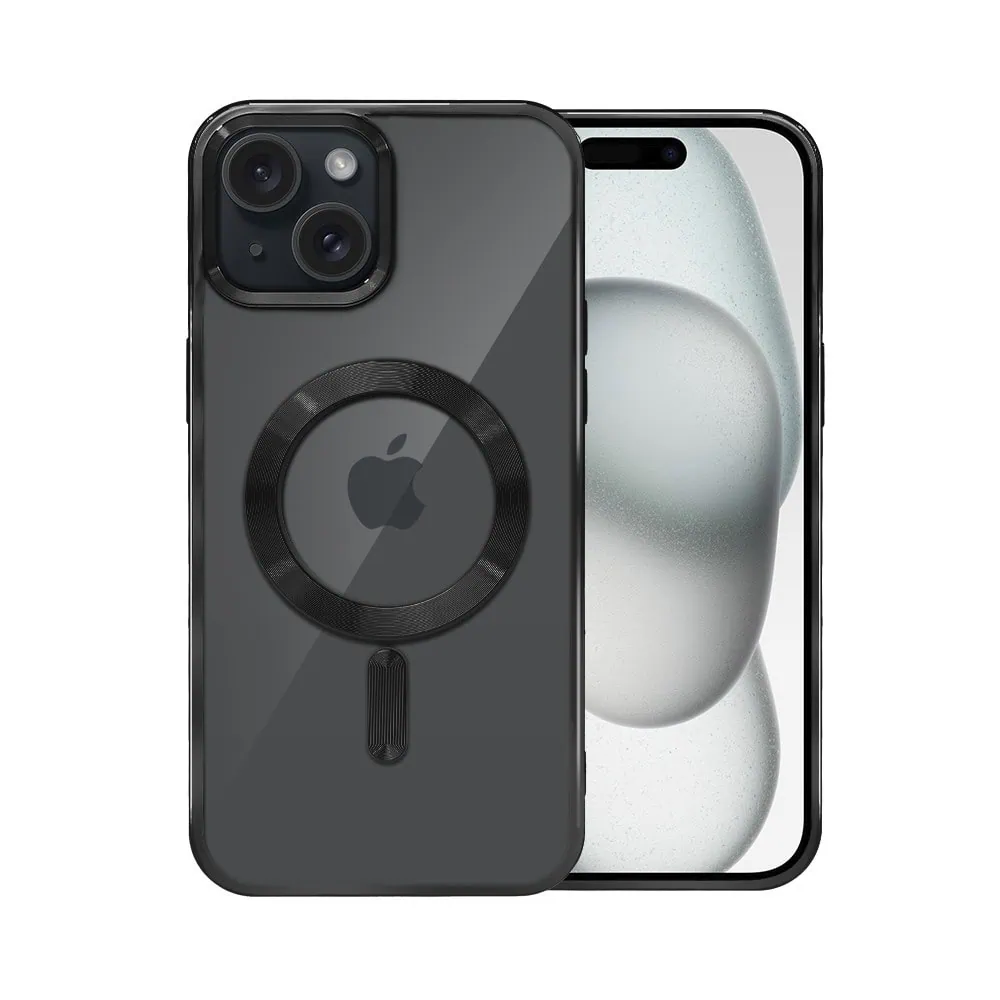 Etui do iPhone 15 Plus MagSafe Luxury, przeźroczyste, czarne