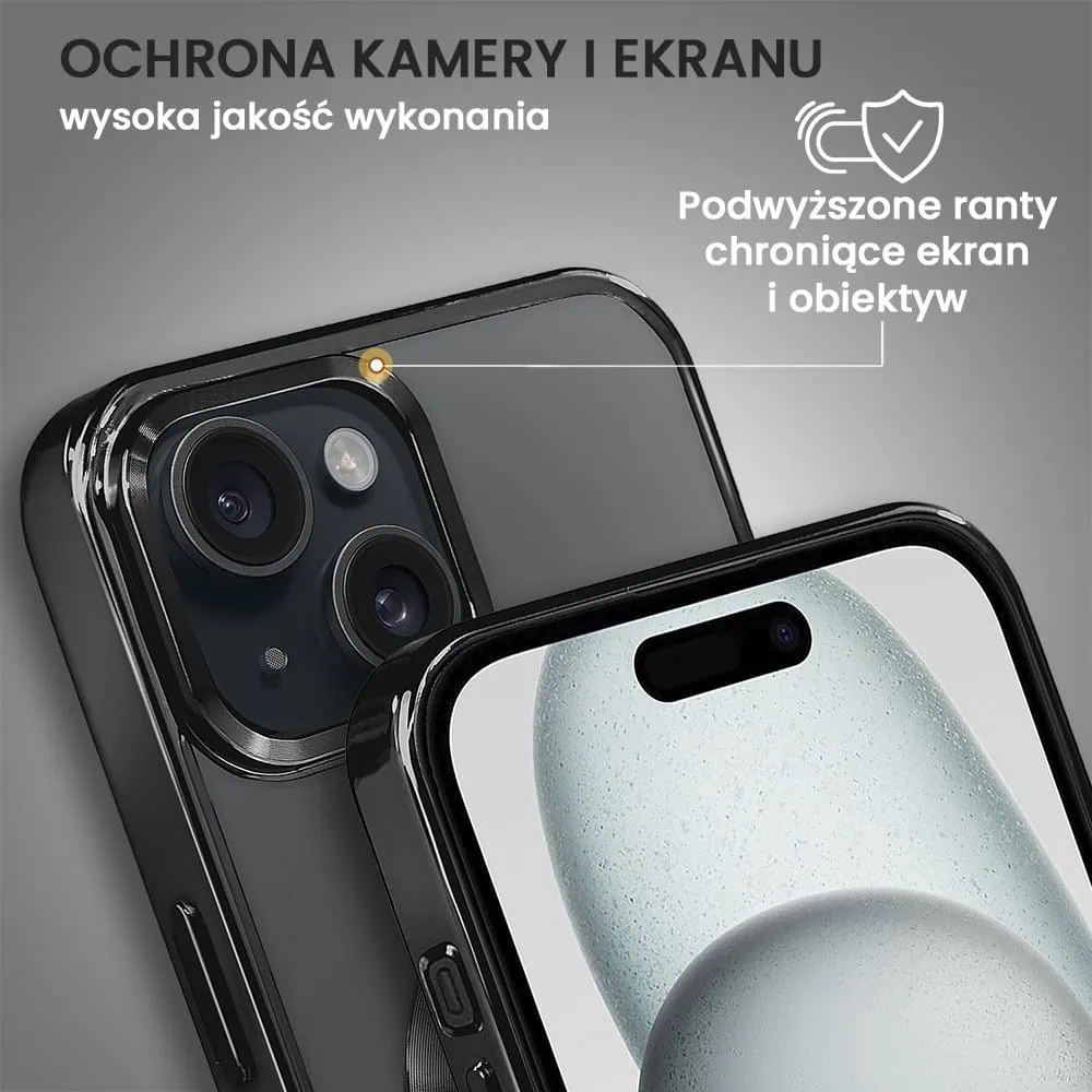 Etui do iPhone 15 Plus MagSafe Luxury, przeźroczyste, czarne