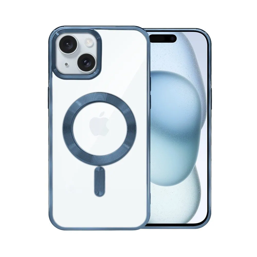 Etui do iPhone 15 MagSafe Luxury, przeźroczyste, niebieskie