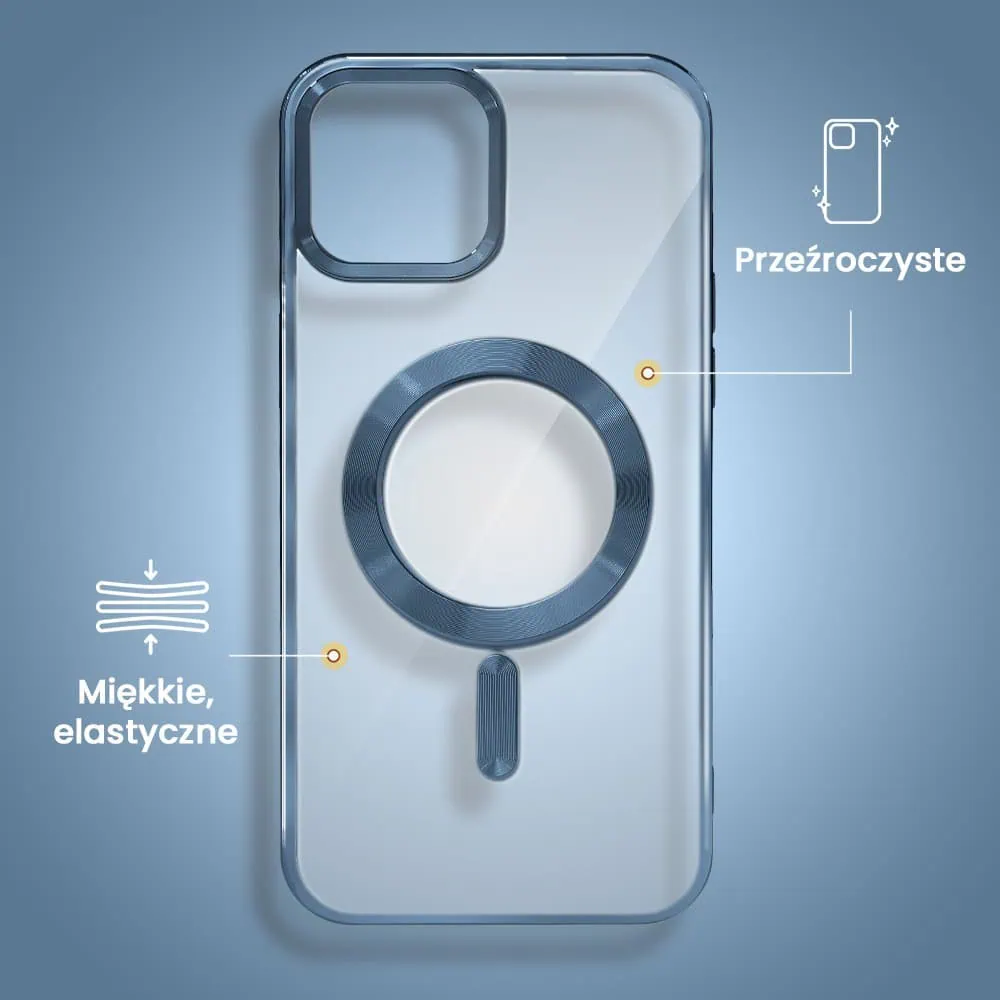 Etui do iPhone 15 MagSafe Luxury, przeźroczyste, niebieskie