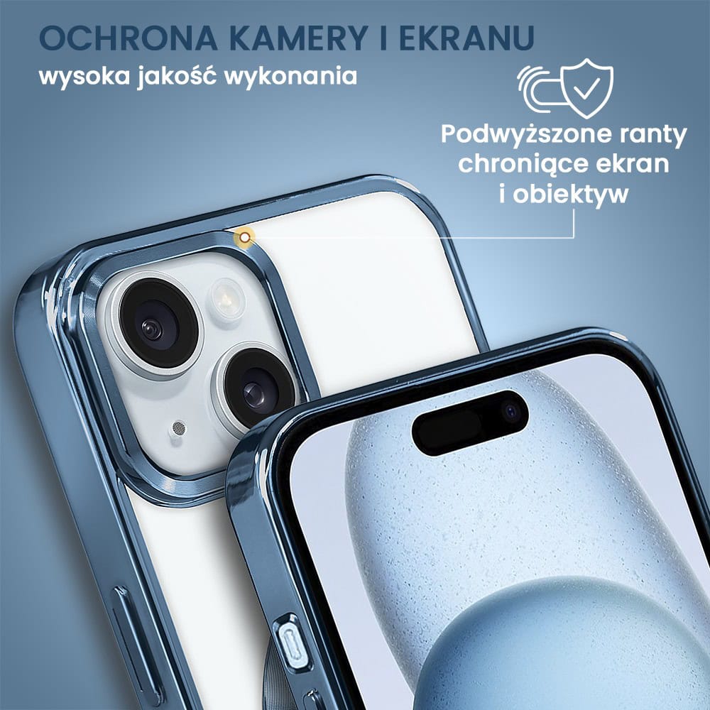 Etui do iPhone 15 MagSafe Luxury, przeźroczyste, niebieskie