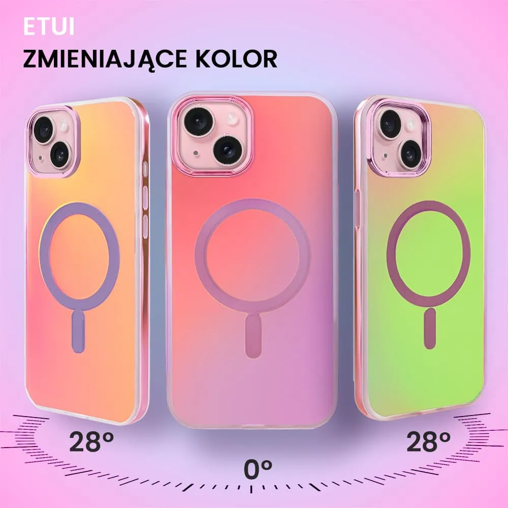 Etui do iPhone 15 MagSafe Miami Vibe, głęboki mieniący się kolor, różowe ombre (OUTLET)