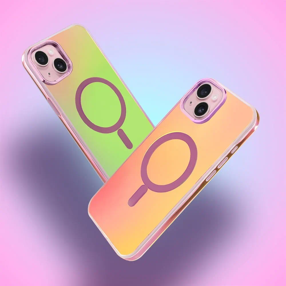 Etui do iPhone 15 MagSafe Miami Vibe, głęboki mieniący się kolor, różowe ombre (OUTLET)