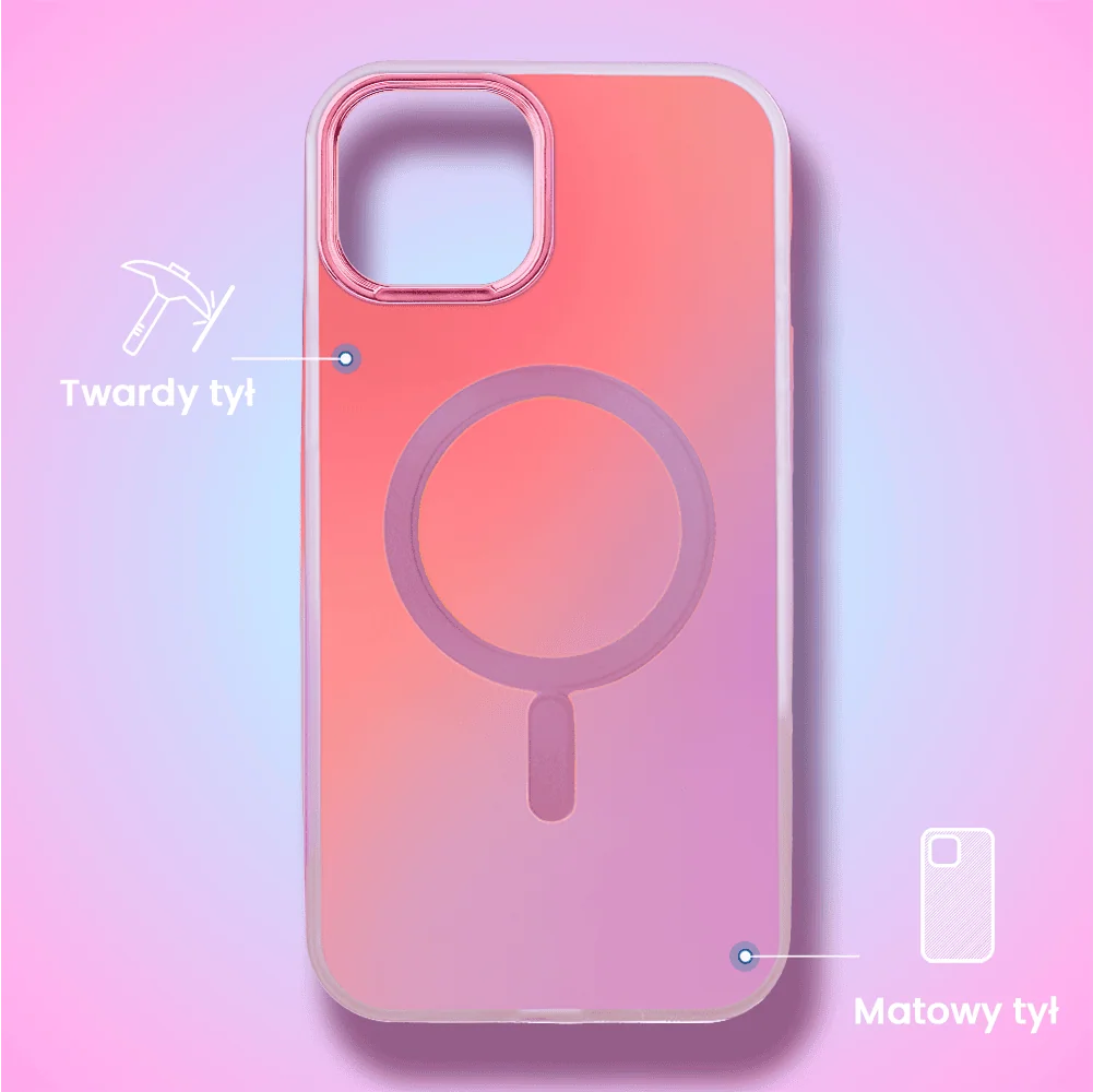 Etui do iPhone 15 MagSafe Miami Vibe, głęboki mieniący się kolor, różowe ombre (OUTLET)