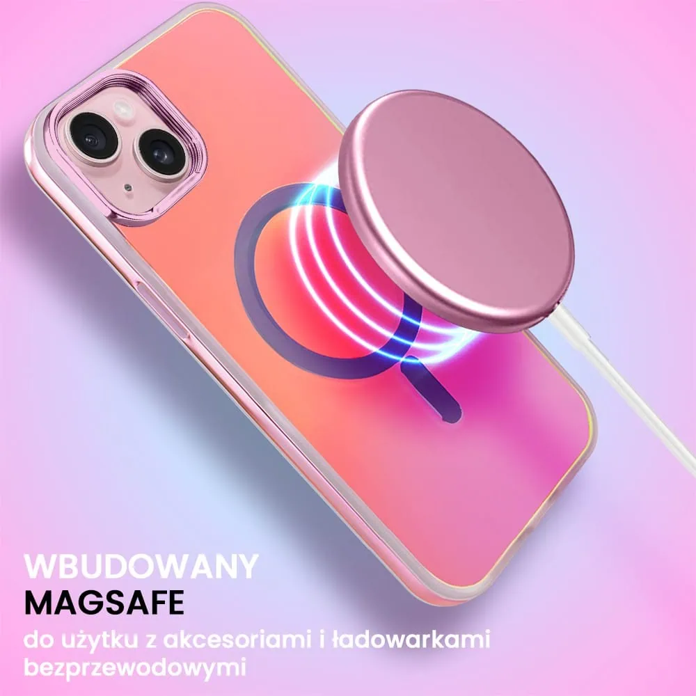 Etui do iPhone 15 MagSafe Miami Vibe, głęboki mieniący się kolor, różowe ombre (OUTLET)