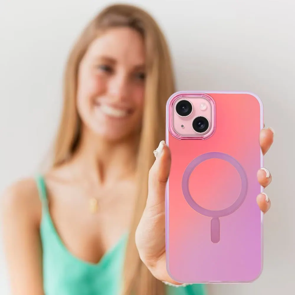 Etui do iPhone 15 MagSafe Miami Vibe, głęboki mieniący się kolor, różowe ombre (OUTLET)