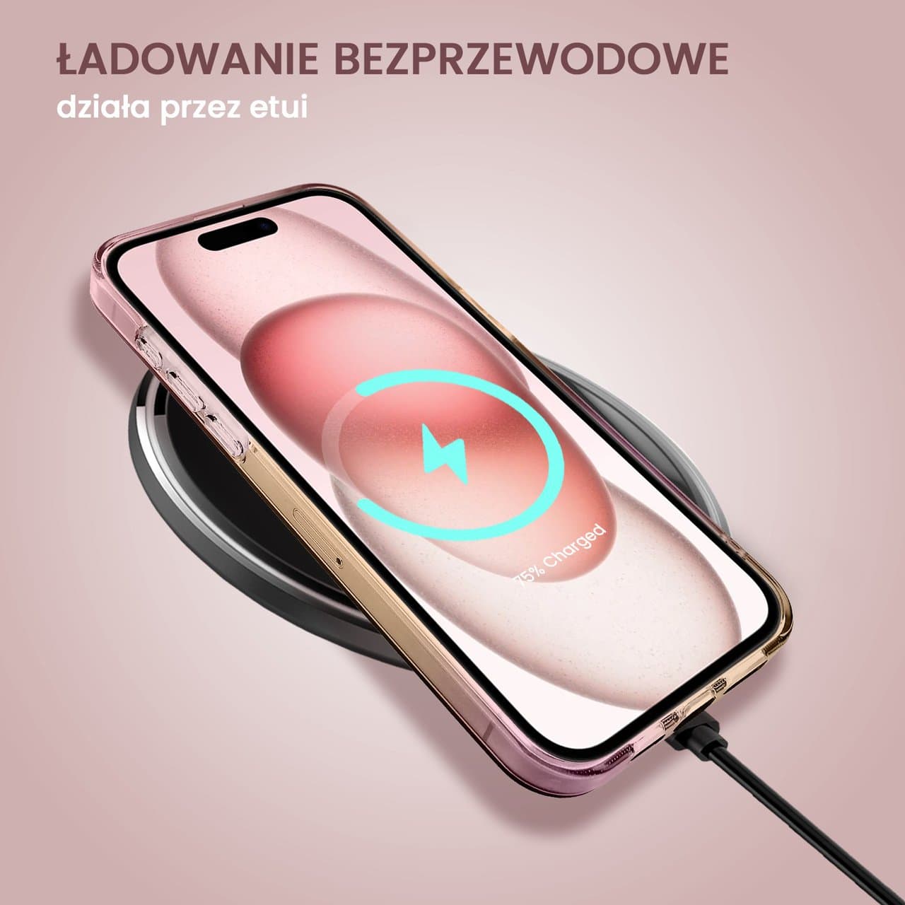 Etui do iPhone 15 Magic Feathers 3D, eleganckie piórka, różowe (OUTLET)