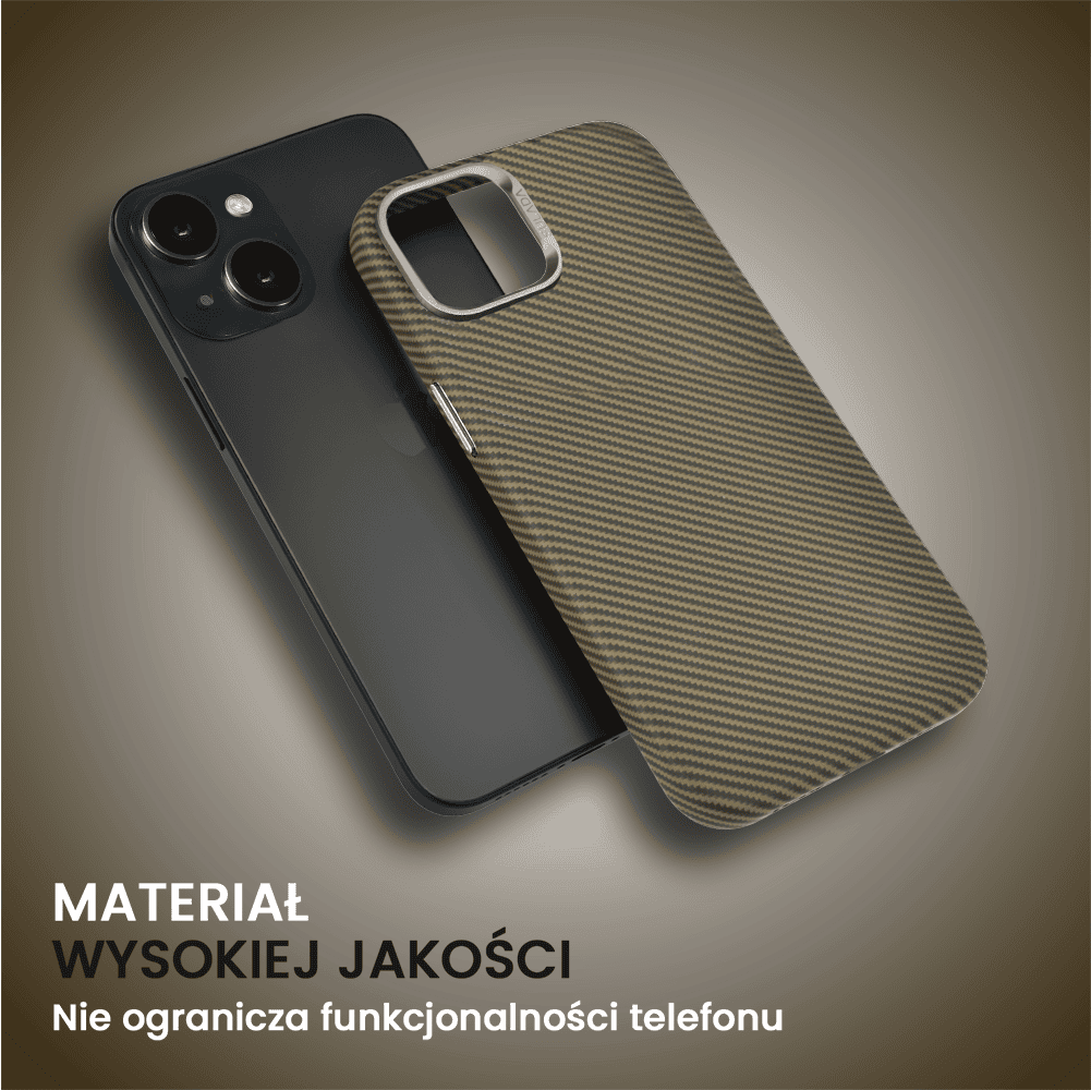 Etui do iPhone 15, Magsafe Carbon Skin, cienkie, karbonowe, Sulada original, brązowe