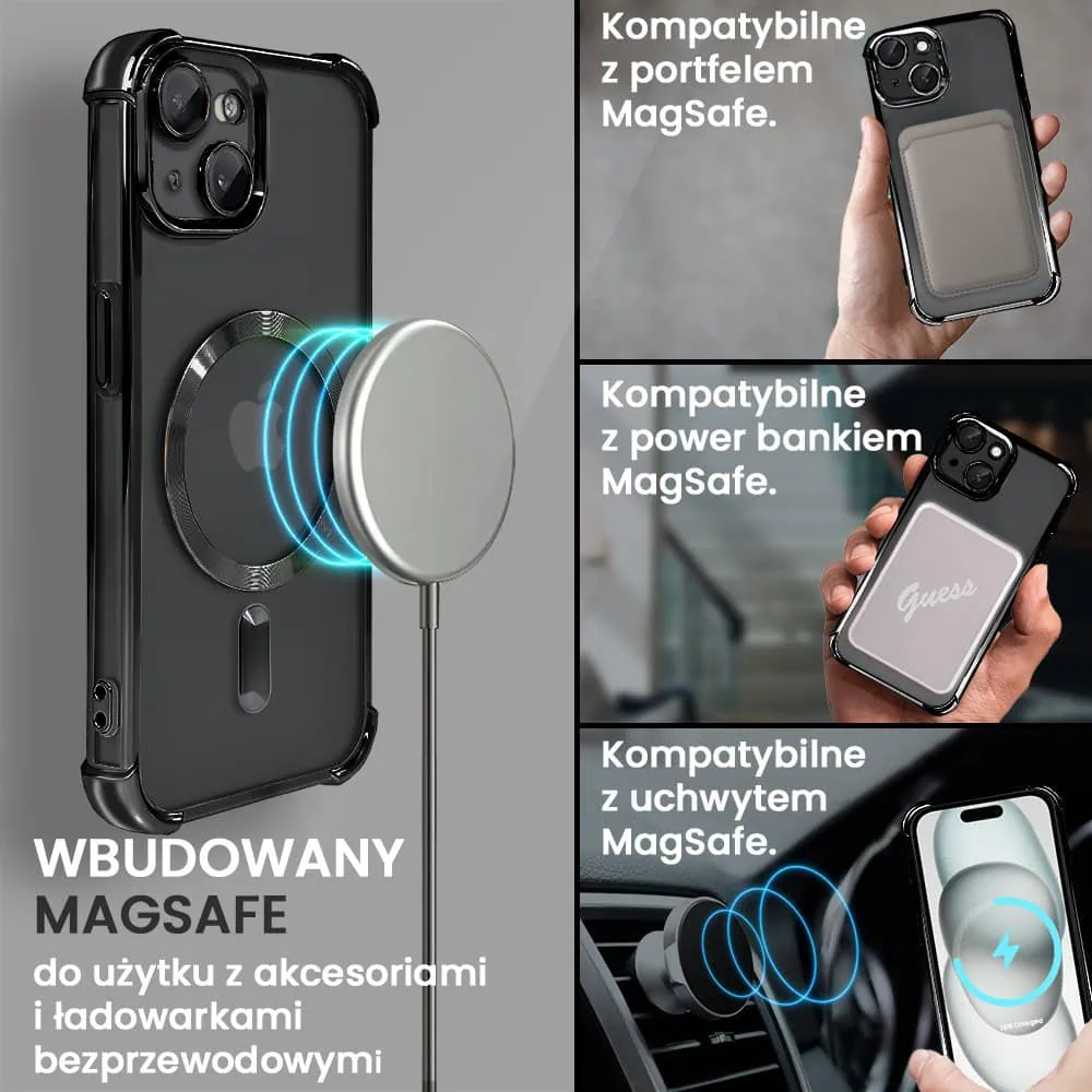 Etui do iPhone 15 Magsafe Luxury Anti-Shock Lens Protect, czarne (OUTLET)