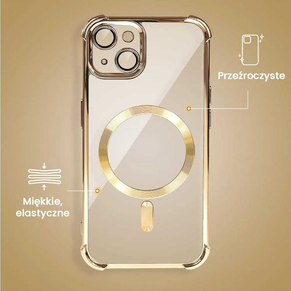 Etui do iPhone 15 Magsafe Luxury Anti-Shock Lens Protect, złote (OUTLET)