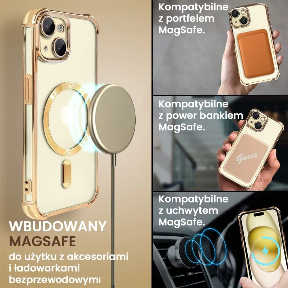 Etui do iPhone 15 Magsafe Luxury Anti-Shock Lens Protect, złote (OUTLET)