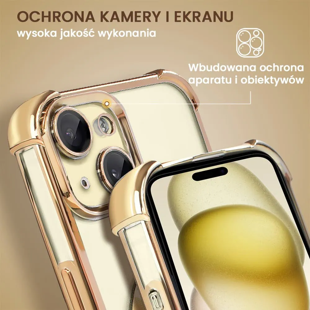 Etui do iPhone 15 Magsafe Luxury Anti-Shock Lens Protect, złote (OUTLET)