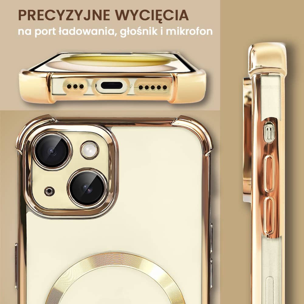 Etui do iPhone 15 Magsafe Luxury Anti-Shock Lens Protect, złote (OUTLET)
