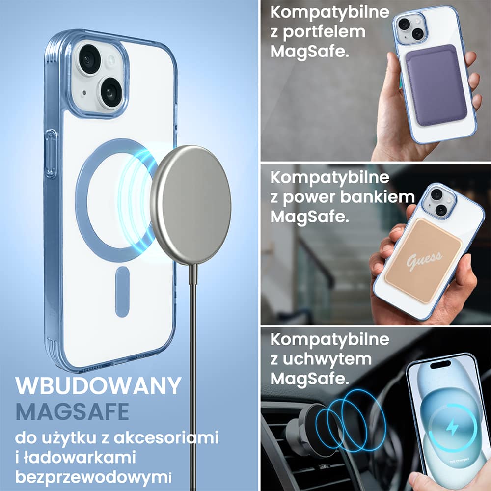 Etui do iPhone 15 Magsafe Simple Color, niebieskie