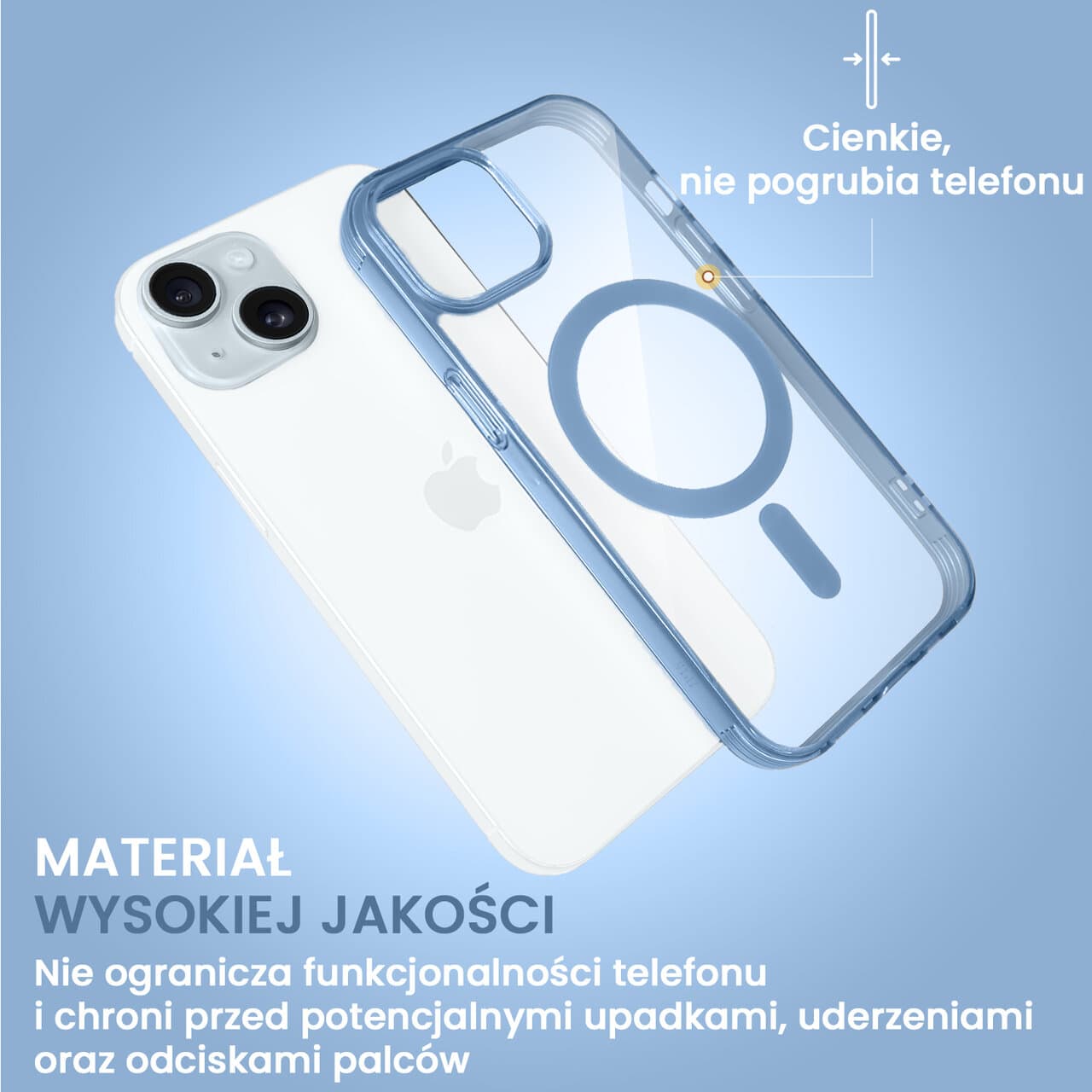 Etui do iPhone 15 Magsafe Simple Color, niebieskie