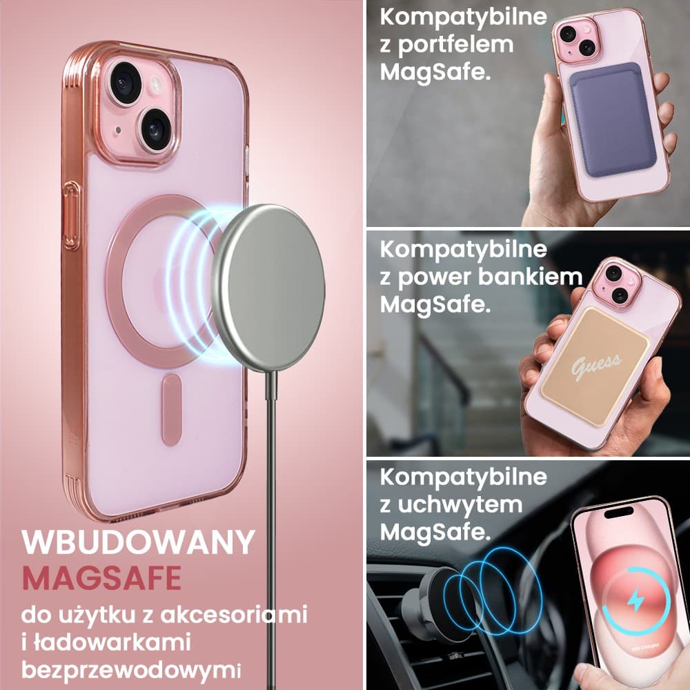 Etui do iPhone 15 Magsafe Simple Color, różowe