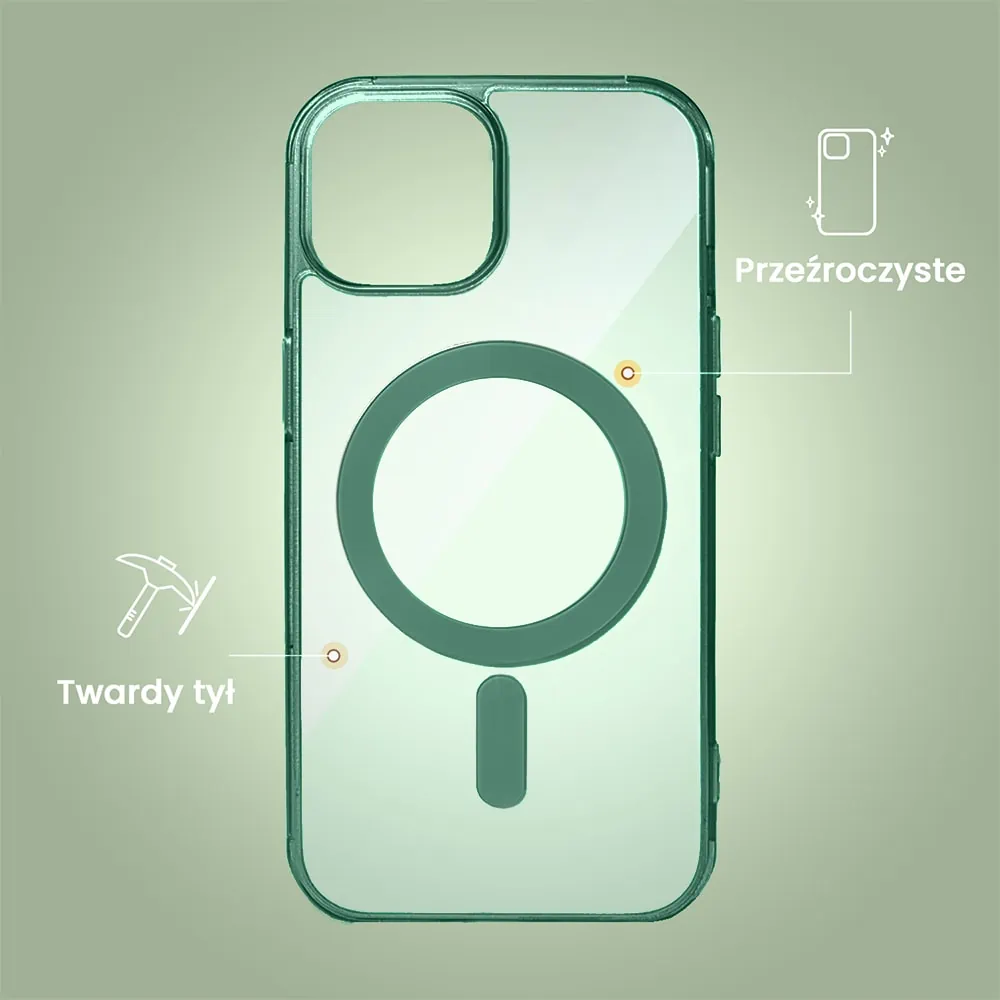 Etui do iPhone 15 Magsafe Simple Color, zielone