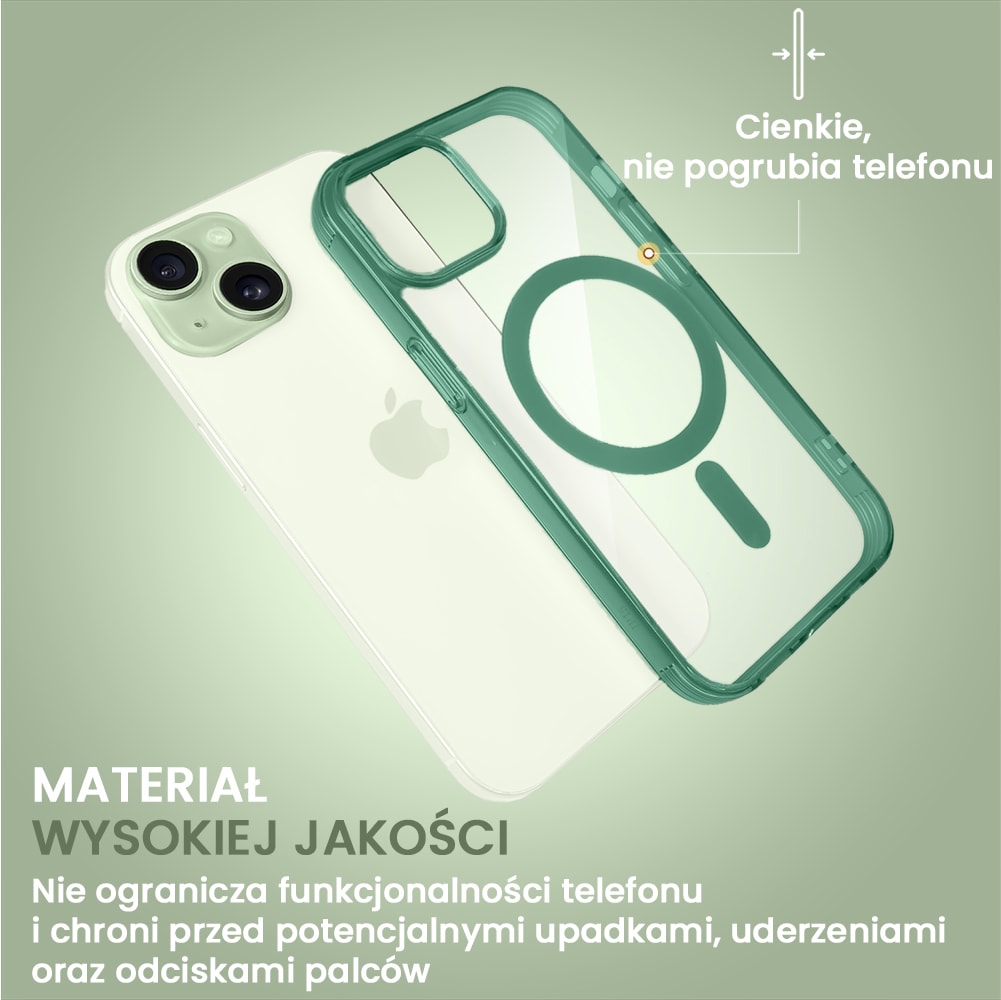 Etui do iPhone 15 Magsafe Simple Color, zielone