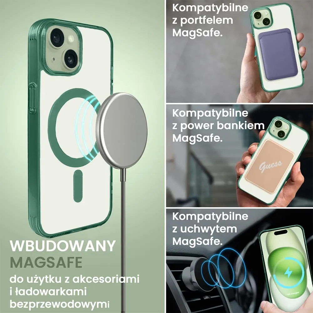 Etui do iPhone 15 Magsafe Simple Color, zielone