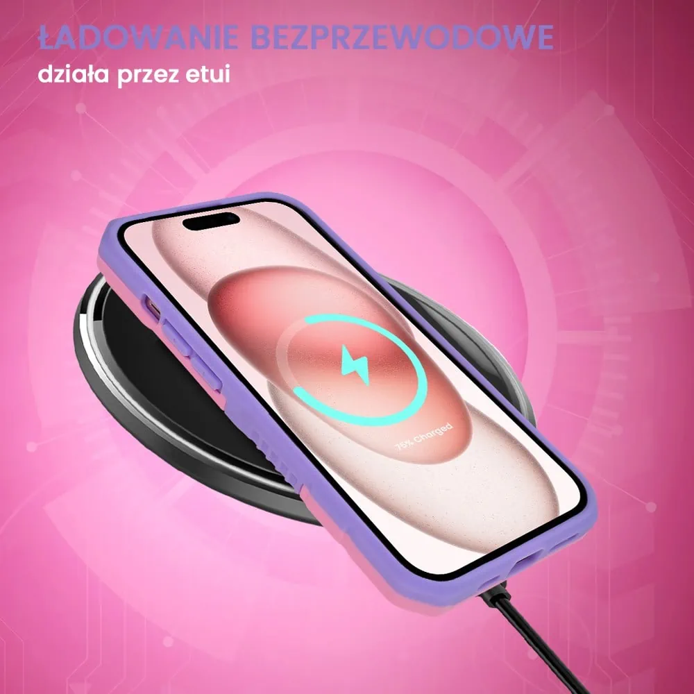 Etui do iPhone 15 MagSafe Slide Camera Stand pancerne, osłona kamery z podstawką, różowe