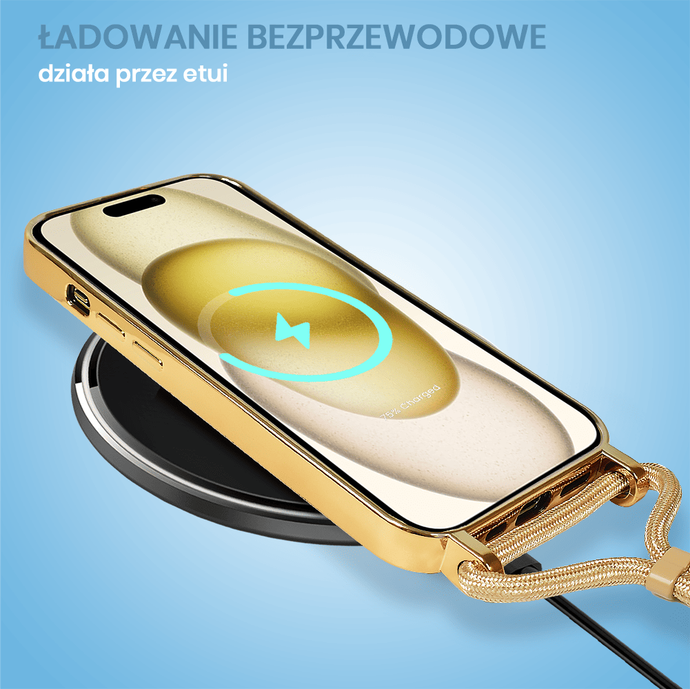 Etui do iPhone 15 Plus Magsafe Slim Crossbody, jak torebka, złote