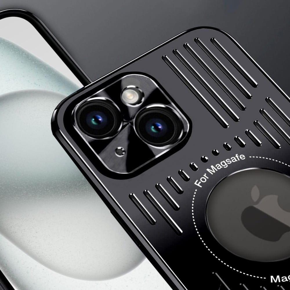 Etui do iPhone 15 Plus Metal Defender z osłoną aparatu, metalowe z widocznym logo, czarne