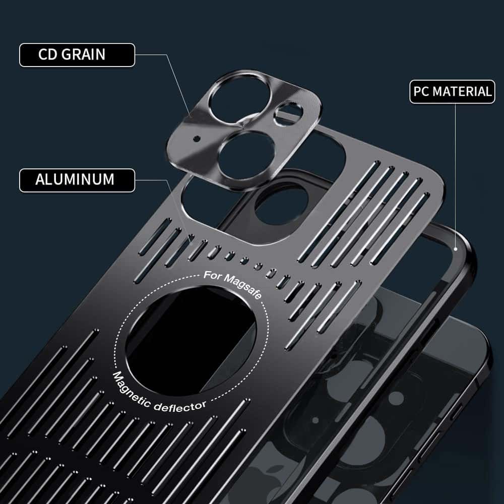 Etui do iPhone 15 Plus Metal Defender z osłoną aparatu, metalowe z widocznym logo, czarne