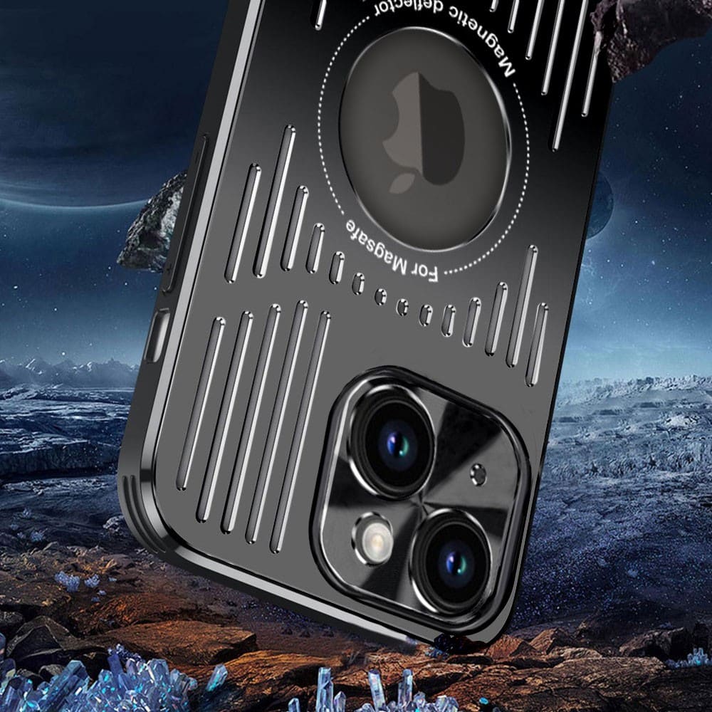 Etui do iPhone 15 Plus Metal Defender z osłoną aparatu, metalowe z widocznym logo, czarne