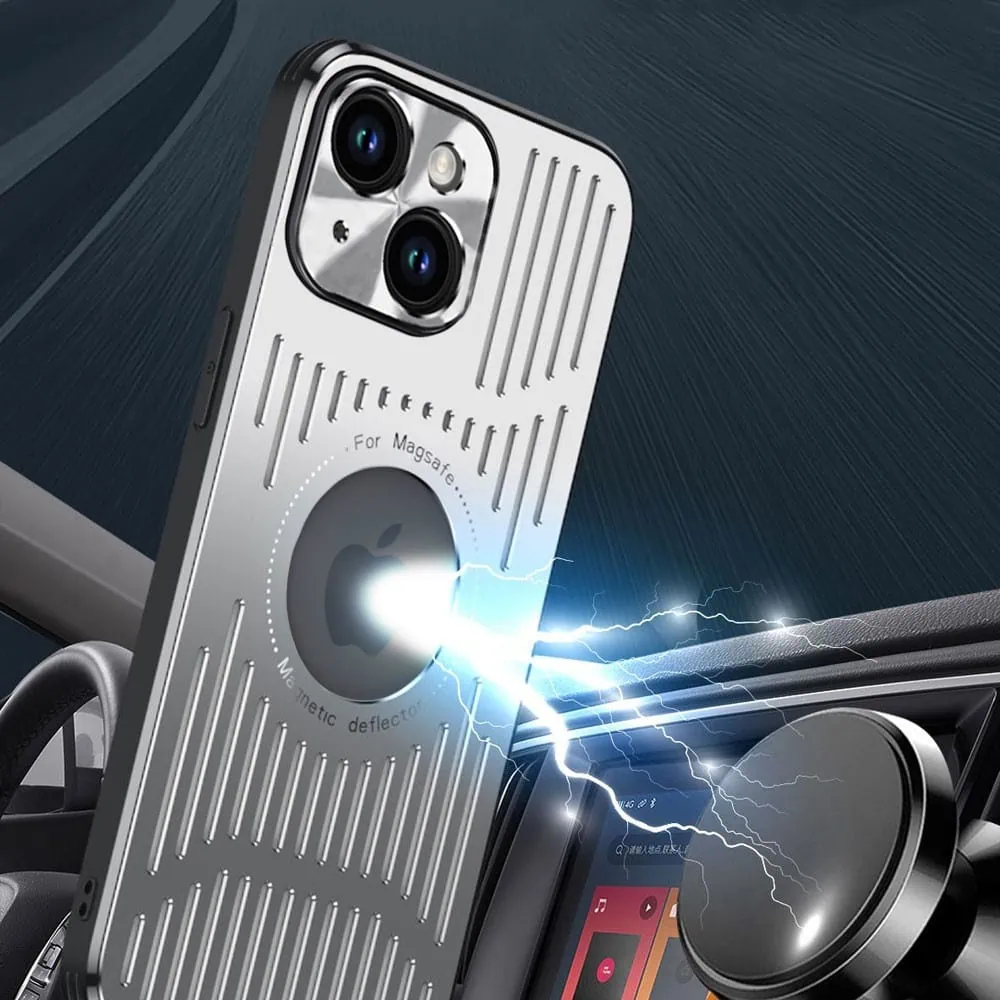 Etui do iPhone 15 Plus Metal Defender z osłoną aparatu, metalowe z widocznym logo, srebrne