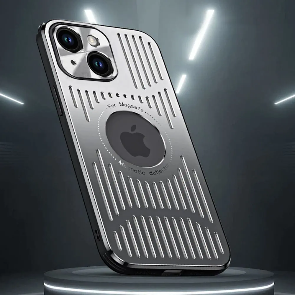 Etui do iPhone 15 Plus Metal Defender z osłoną aparatu, metalowe z widocznym logo, srebrne