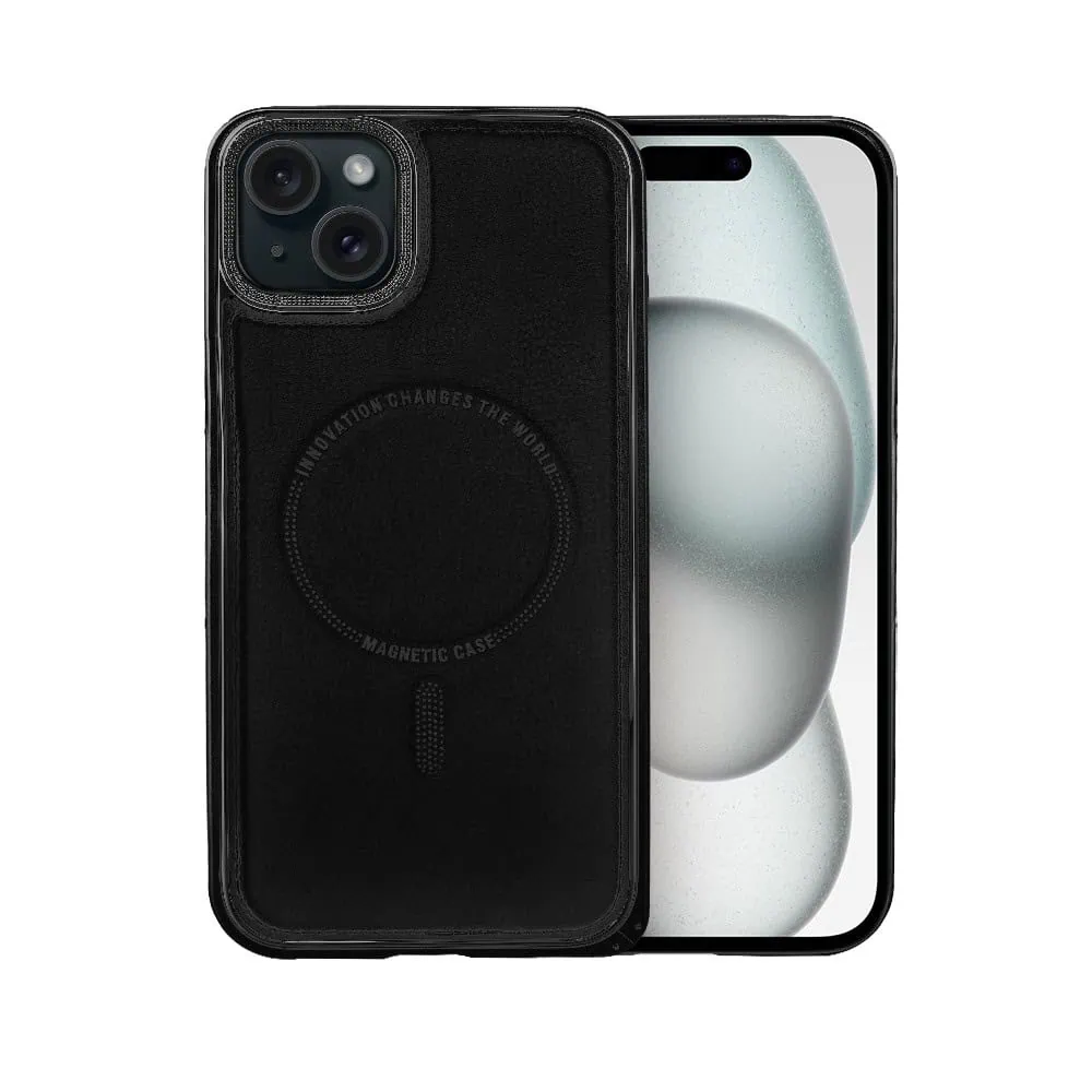 Etui do iPhone 15 Metal Solid Leather z MagSafe, czarne
