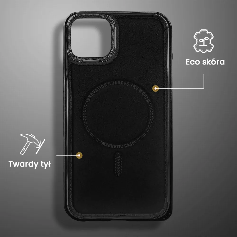 Etui do iPhone 15 Metal Solid Leather z MagSafe, czarne