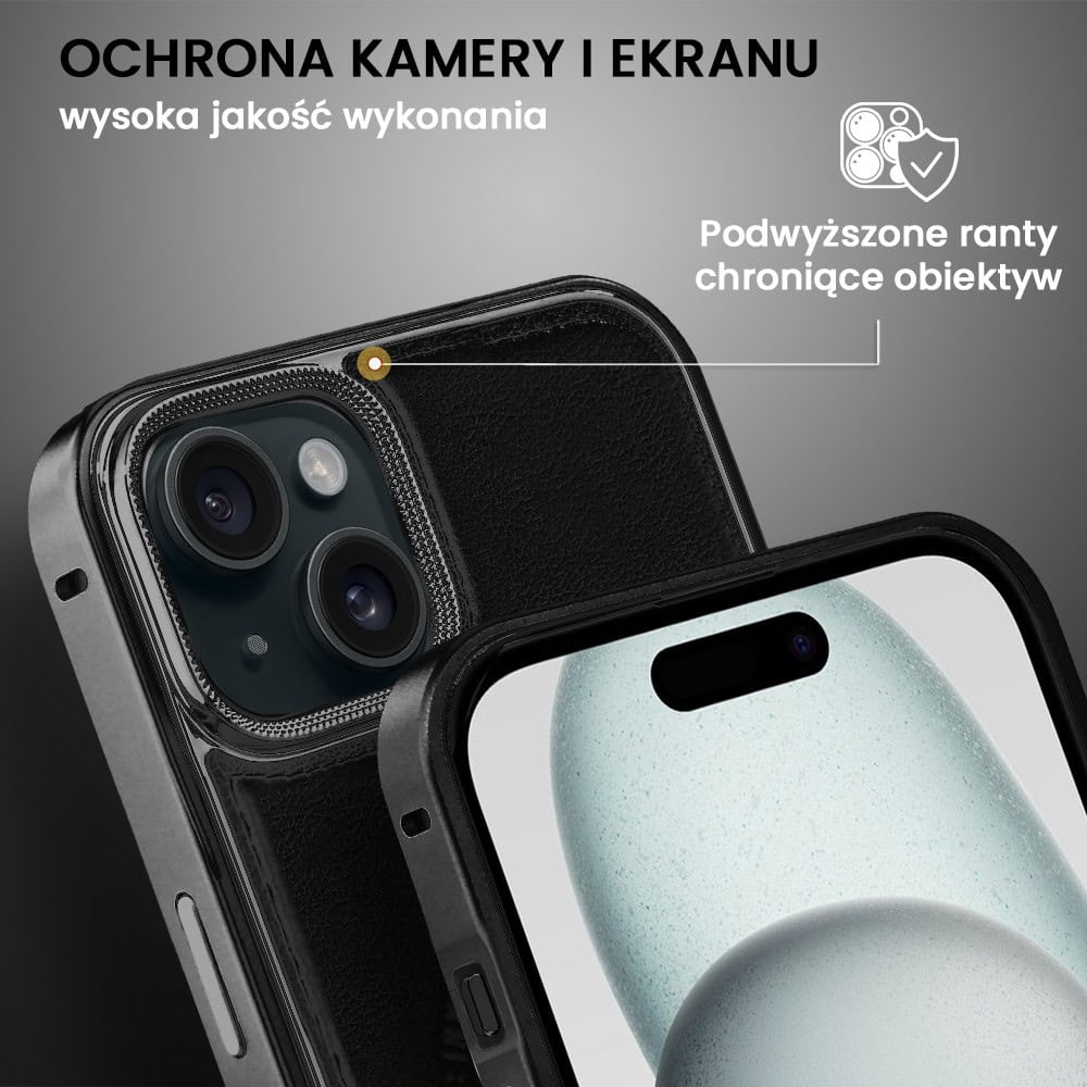 Etui do iPhone 15 Metal Solid Leather z MagSafe, czarne