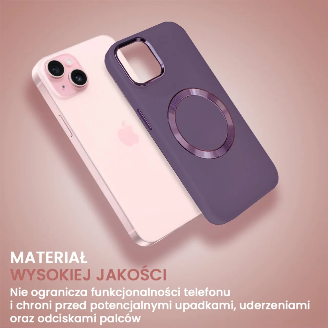 Etui do iPhone 15 Noble MagSafe Color, silikonowe, śliwkowe