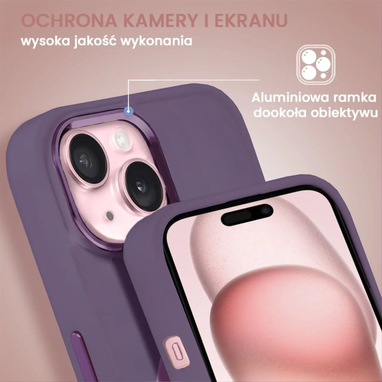 Etui do iPhone 15 Noble MagSafe Color, silikonowe, śliwkowe