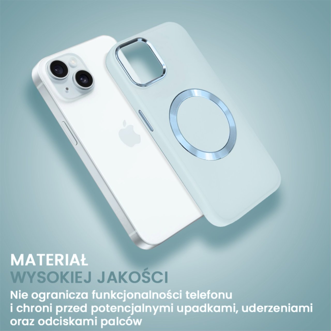 Etui do iPhone 15 Noble MagSafe Color, silikonowe, jasno niebieskie