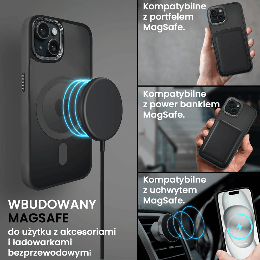 Etui do iPhone 15 Plus Color Flush Frame z MagSafe, czarne
