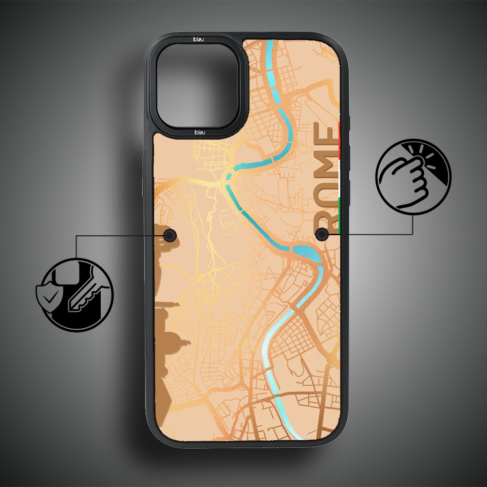 Etui do iPhone 15 IBIZU DropGuard Matt z MagSafe, Mapy Świata, Rome