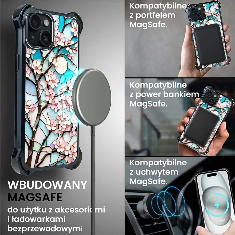 Etui do iPhone 15 Plus, Ibizu DropGuard Ultra z MagSafe, Barwy Szkła, Księżycowa Wiśnia