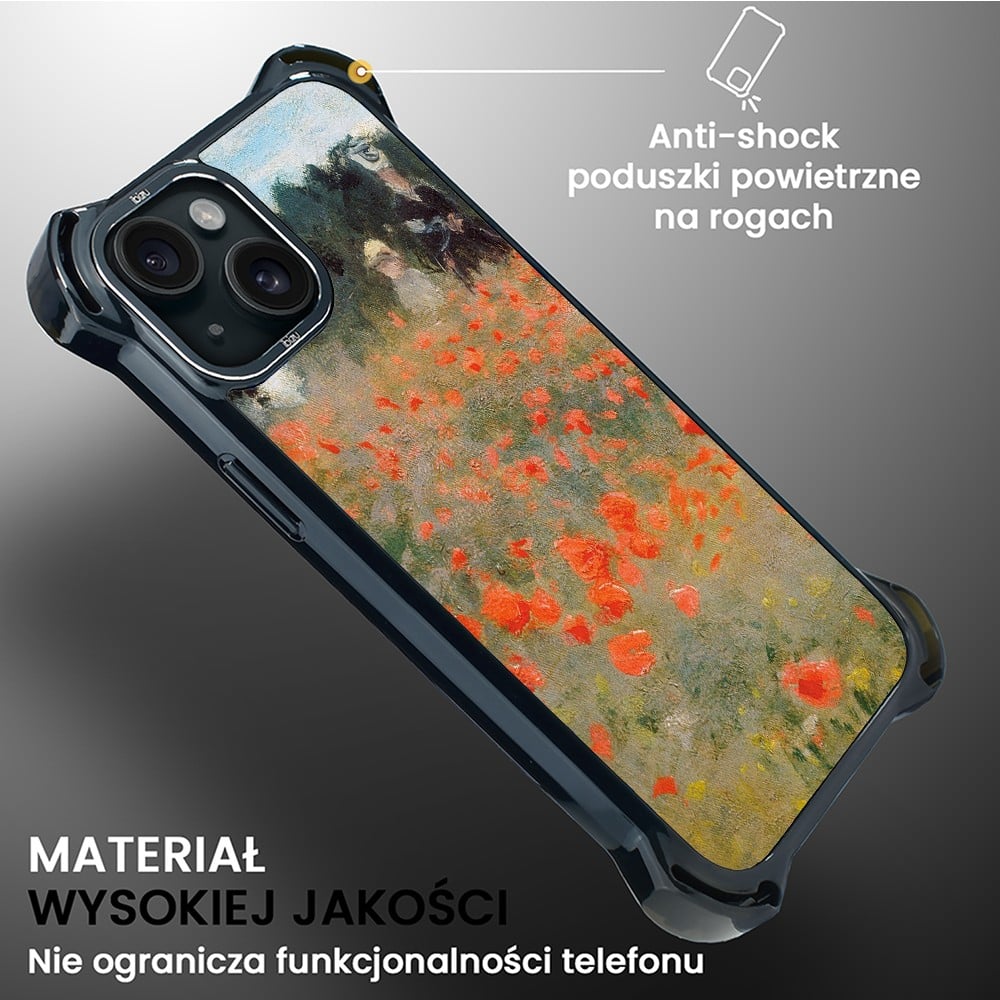 Etui do iPhone 15 Plus, Ibizu DropGuard Ultra z MagSafe, Claude Monet, pole maków
