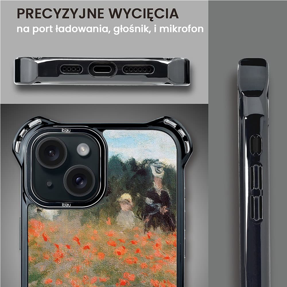 Etui do iPhone 15 Plus, Ibizu DropGuard Ultra z MagSafe, Claude Monet, pole maków